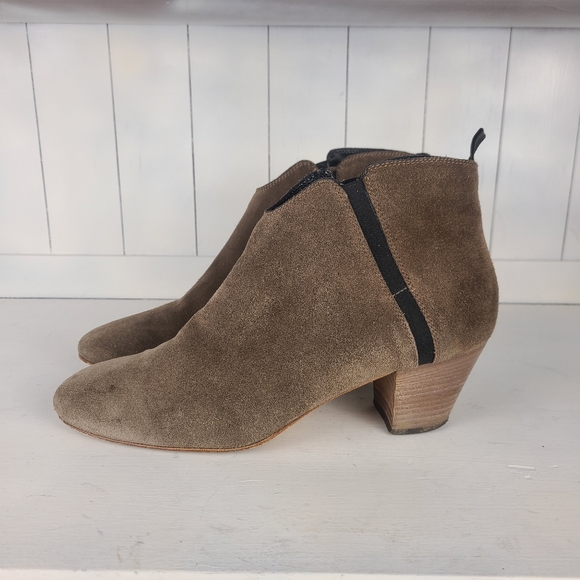 Aquatalia Suede Ankle Boots Side-Zip Booties - Taupe - Picture 5 of 15